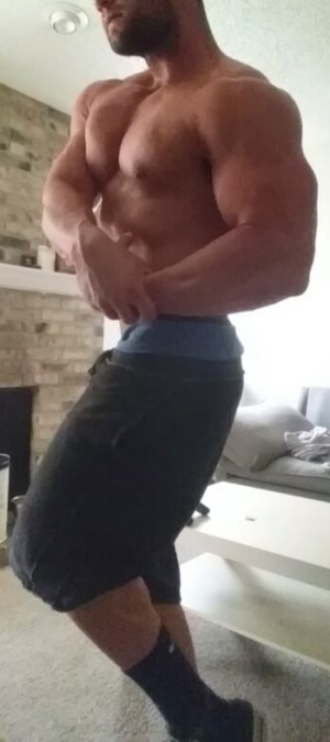 side bicep posing